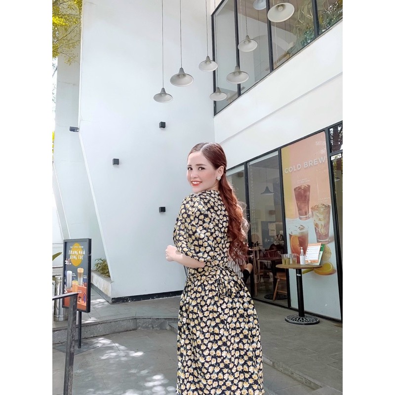 Váy Nữ 💖FREESHIP💖 Đầm Tay Ngắn Cổ Tim Họa Tiết Hoa Cúc Thời Trang | BigBuy360 - bigbuy360.vn