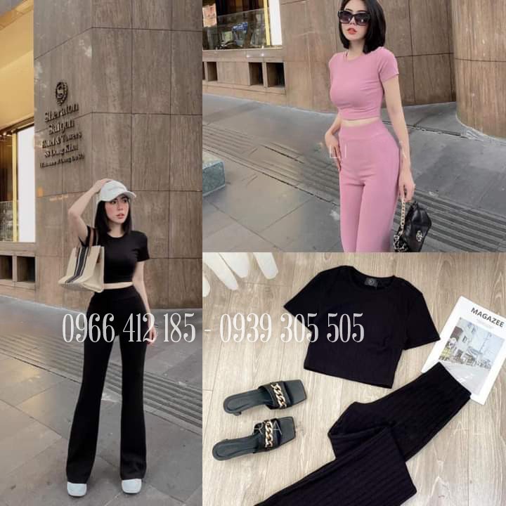 Set áo croptop chân váy ống loe ( CÓ VIDEO THẬT )
