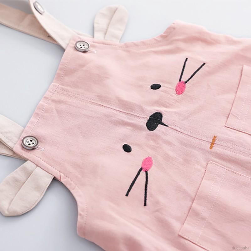 Set áo thun ngắn tay + quần đùi yếm thời trang cho bé gái từ 1 - 3 tuổi