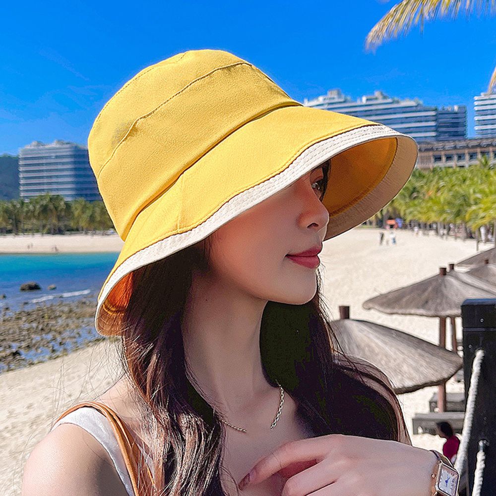 Mũ bucket màu trơn tùy chọn chống nắng thời trang mùa hè dành cho nữ