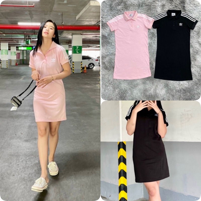 1863 Váy das 2 màu đen hồng  Polo Dress Hàng chuần dày đặn