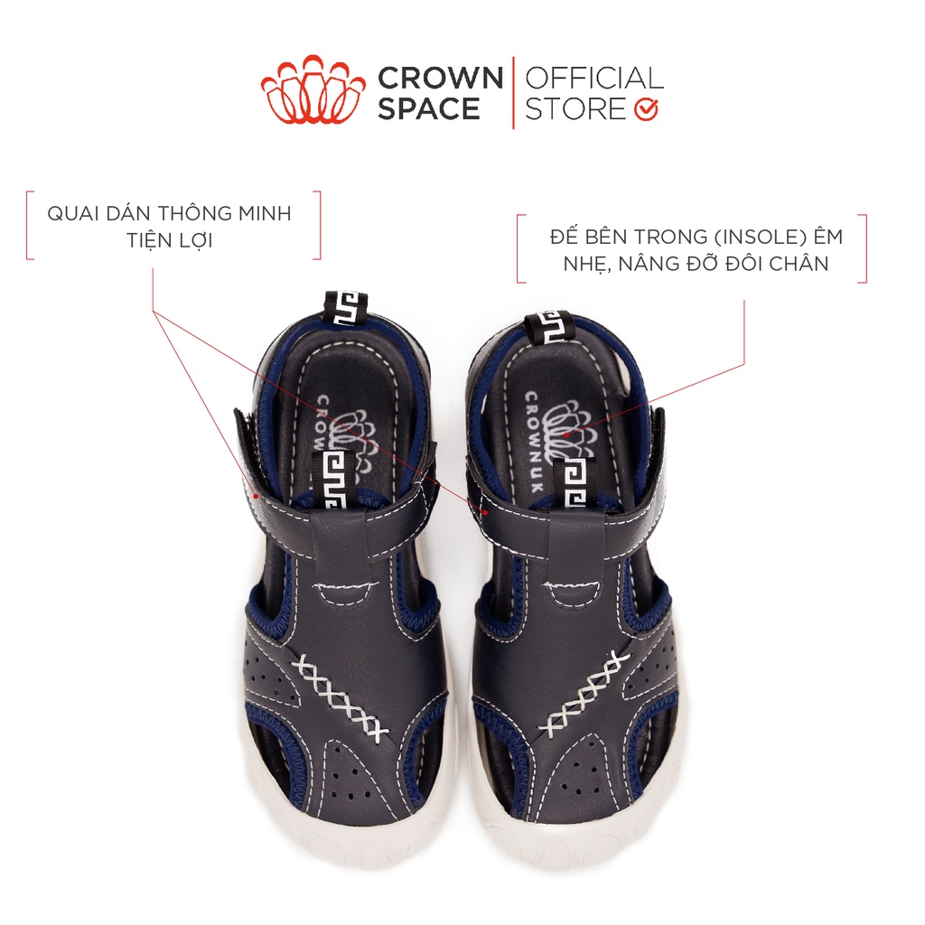 Giày Sandal Cho Bé Trai Crown Space CRUK653 Size 32-37, Sandal Bít Mũi Cao Cấp Cho Bé Chính Hãng Chuẩn Y Khoa.