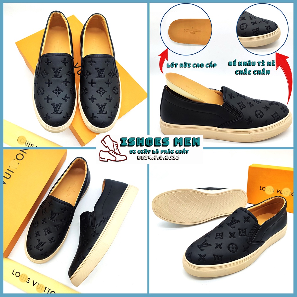 Giày Lười Nam, Giày Slip On LV Nam Da Bò Xịn Đế Kếp Hot Nhất Năm 2021