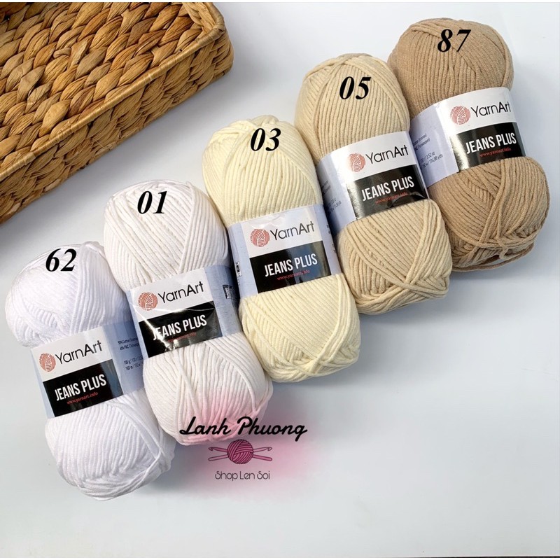 Len Jeans Plus Sợi To Cuộn 100gr Đan Móc Thú Bông Size Lớn