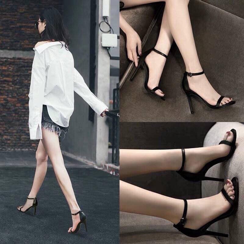 dép nữ-Sandal 9cm gót nhọn da mờ