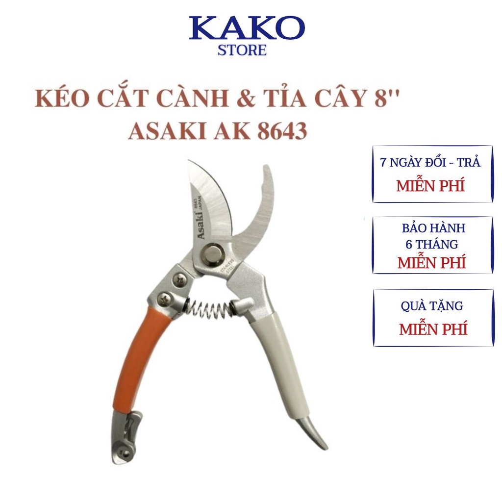 Kéo cắt cành, tỉa cây Asaki AK-8643 8inch, KAKO