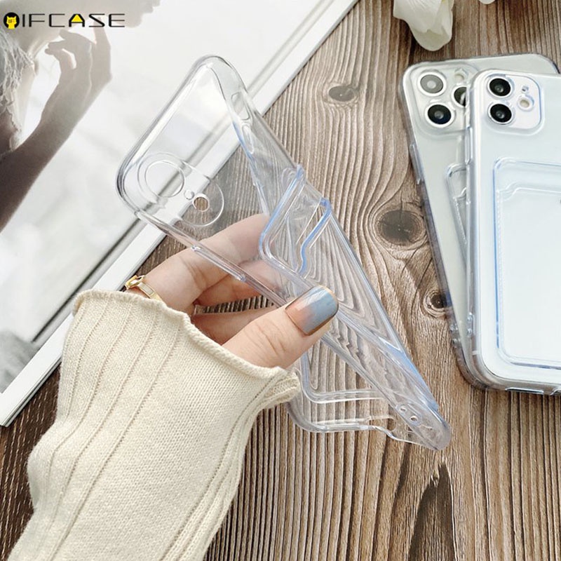 Ốp Điện Thoại Trong Suốt Có Ngăn Đựng Thẻ Cho OPPO A77 A57 2022 A77s A57s A57e A93 4G Find X5 Lite F21 F17 Pro 4G