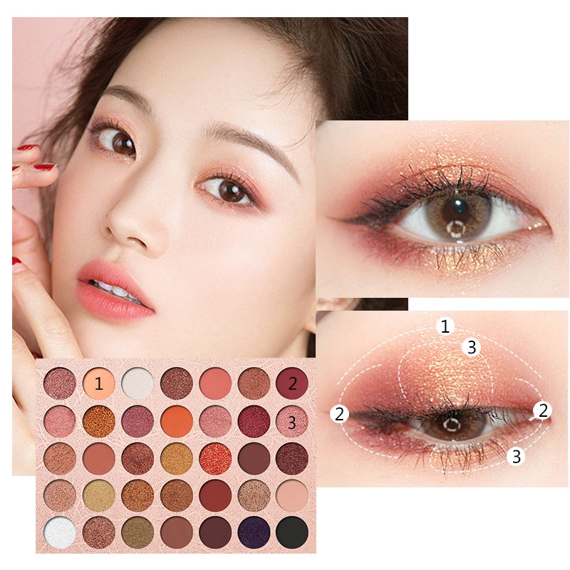Bảng phấn mắt 35 màu lì và ánh ngọc trai tông đất để trang điểm | BigBuy360 - bigbuy360.vn
