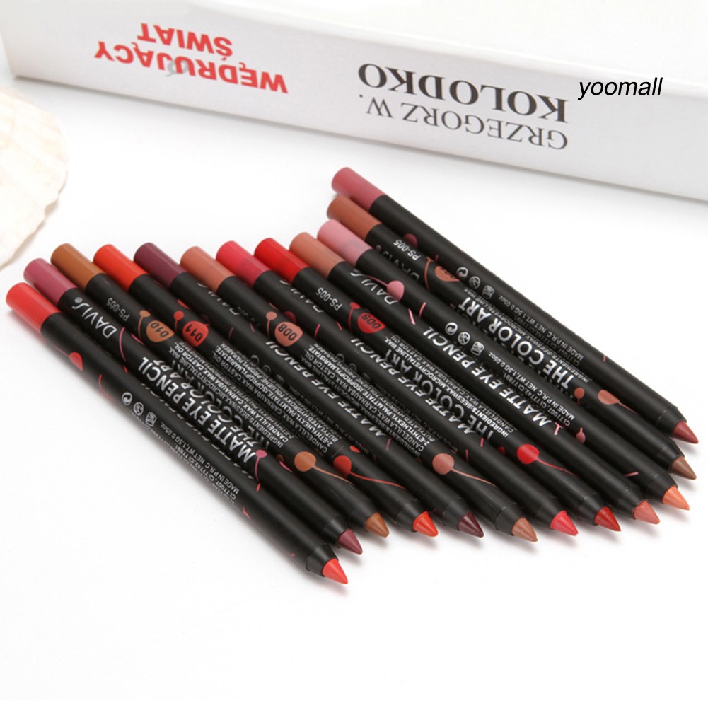 [Hàng mới về] Chì Kẻ Môi 12 Màu Tùy Chọn Chống Nước Lâu Trôi Trang Điểm Thời Trang