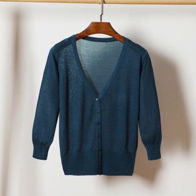 💕Áo Khoác cardigan Dài Tay Cổ Chữ v Màu Đen / Tím Thời Trang Mùa Hè Dành Cho Nữ