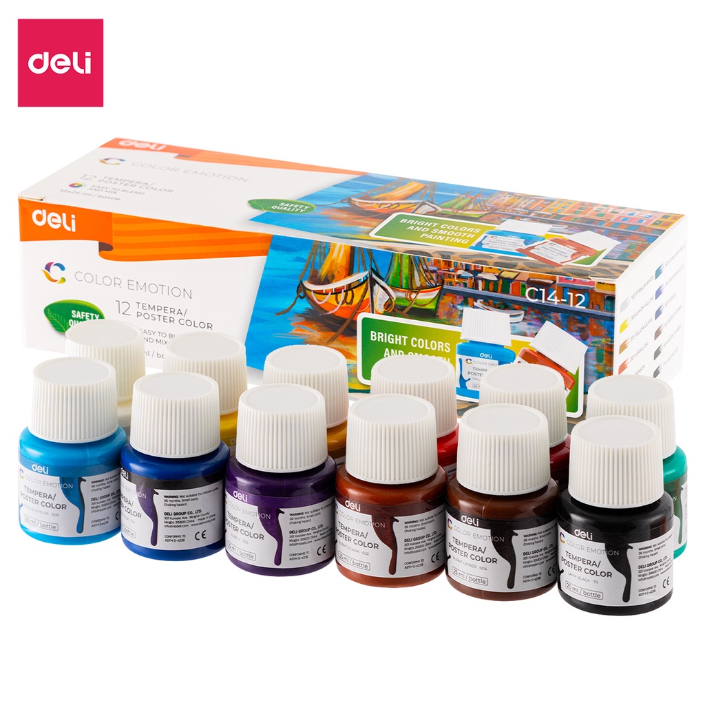 Màu Poster Color DELI 12 màu EC14-12
