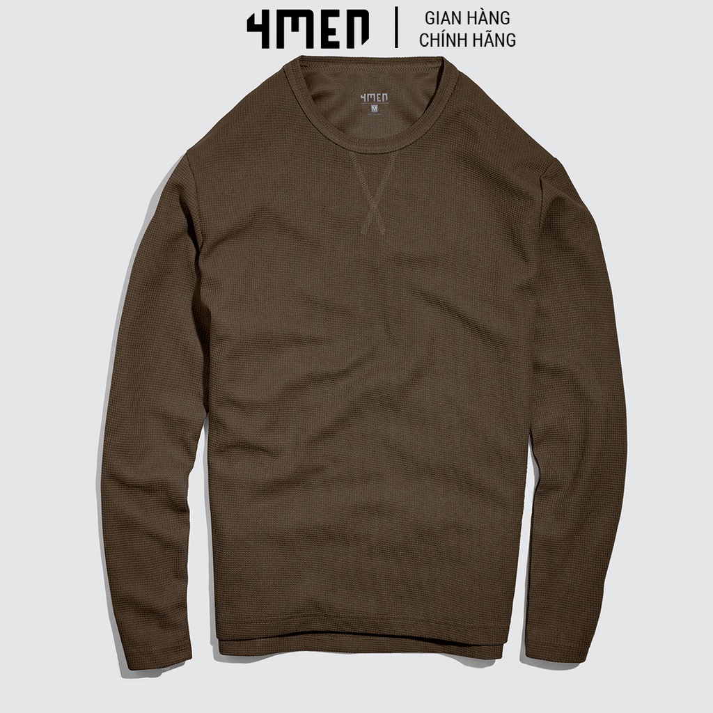 Áo thun dài tay nam trơn 4MEN AT061 cổ tròn, form sweater suông, xẻ lai trẻ trung, vải len cotton đẹp cao cấp, dày dặn | BigBuy360 - bigbuy360.vn