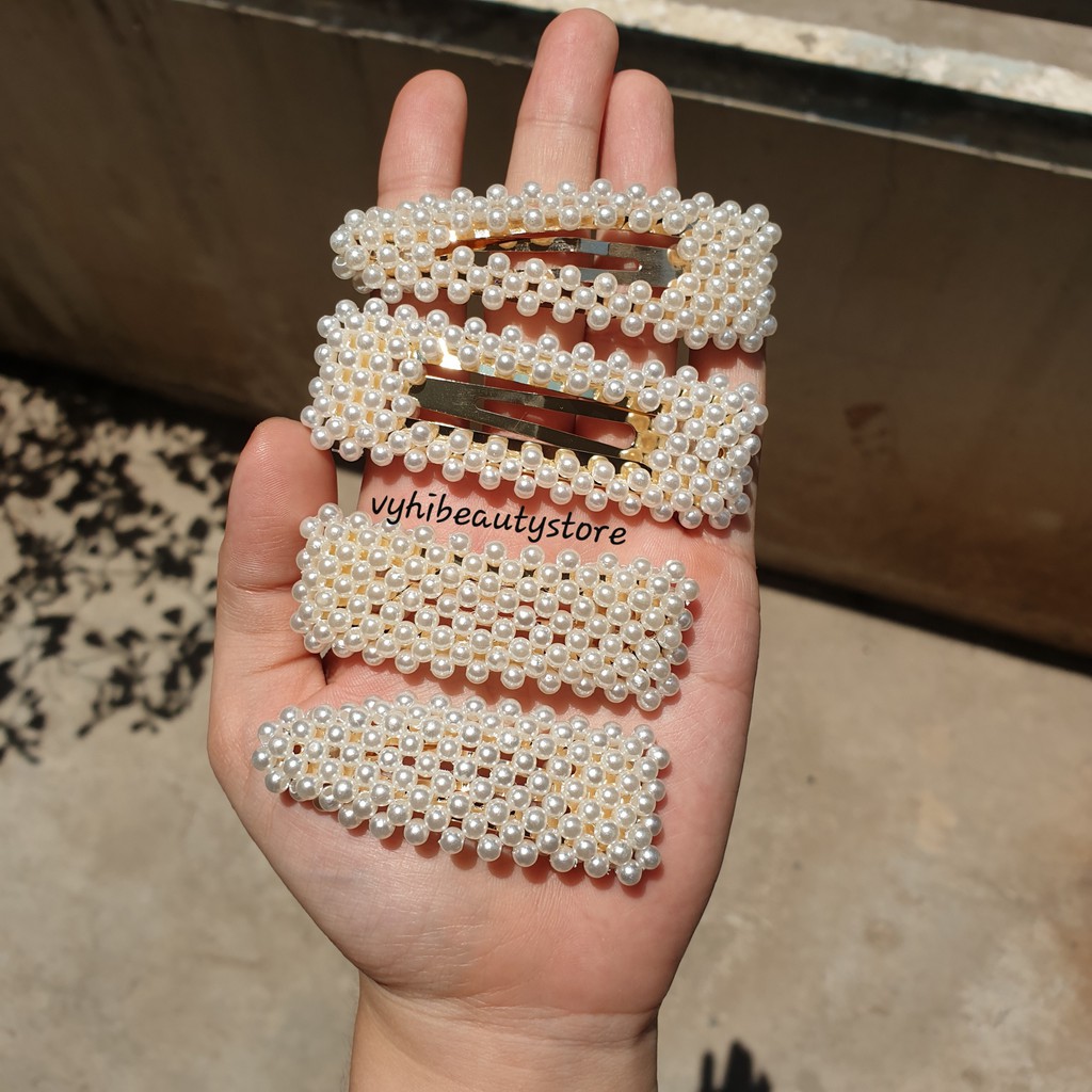 Kẹp tóc ngọc trai nhựa