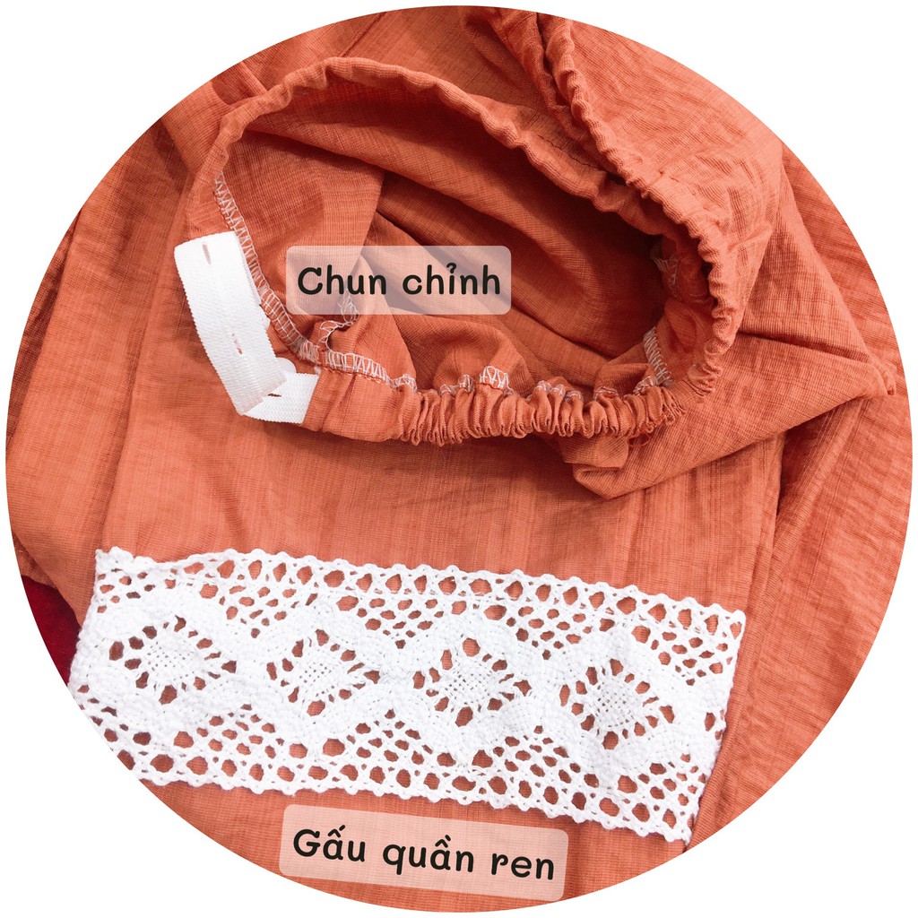 Bộ bầu và sau sinh vải đũi,cổ ren dài tay có khóa kéo cho bé bú sau sinh