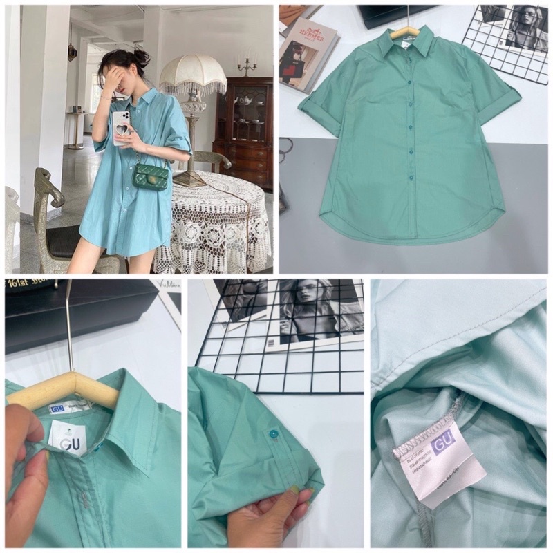 Áo Sơ Mi GU Dáng Rộng 2 Màu