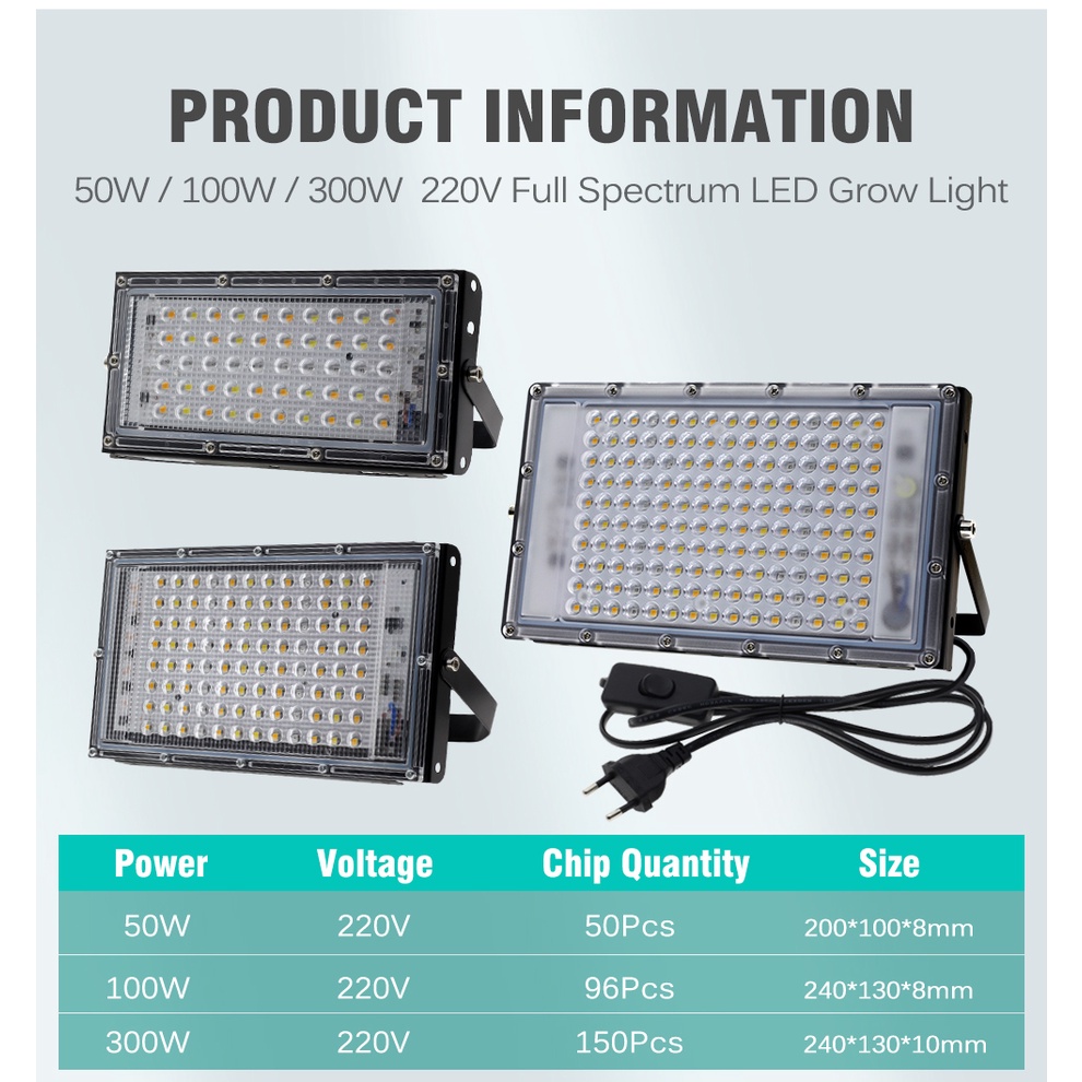 Đèn Led Trồng Cây  Kích Thích Tăng Trưởng Cho Cây Trồng 50W 100W 300W với chân máy