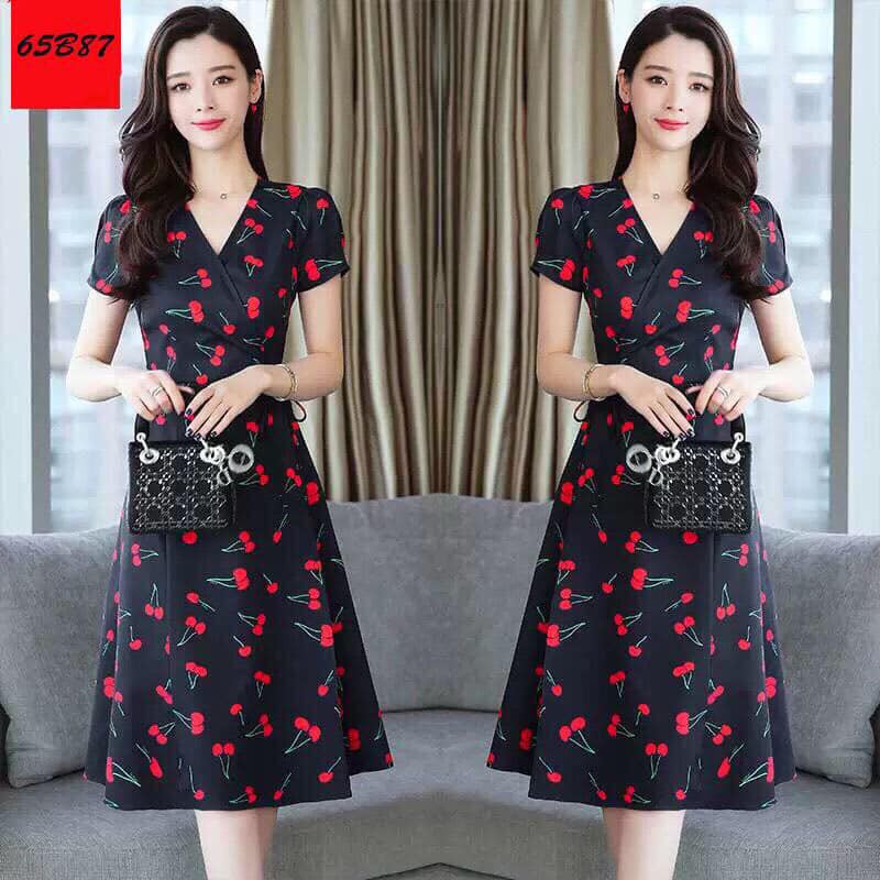 đầm thun nhập plaza cherry