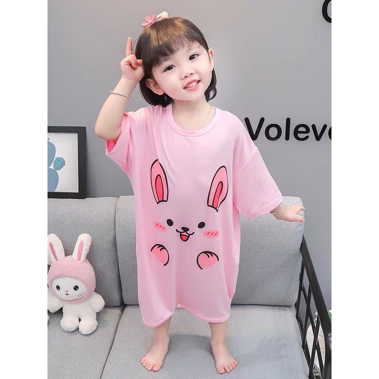 Bộ Đồ Ngủ Liền Thân Bằng Cotton Trơn Chống Đá Phối Nút Thời Trang Mùa Hè Cho Bé Gái