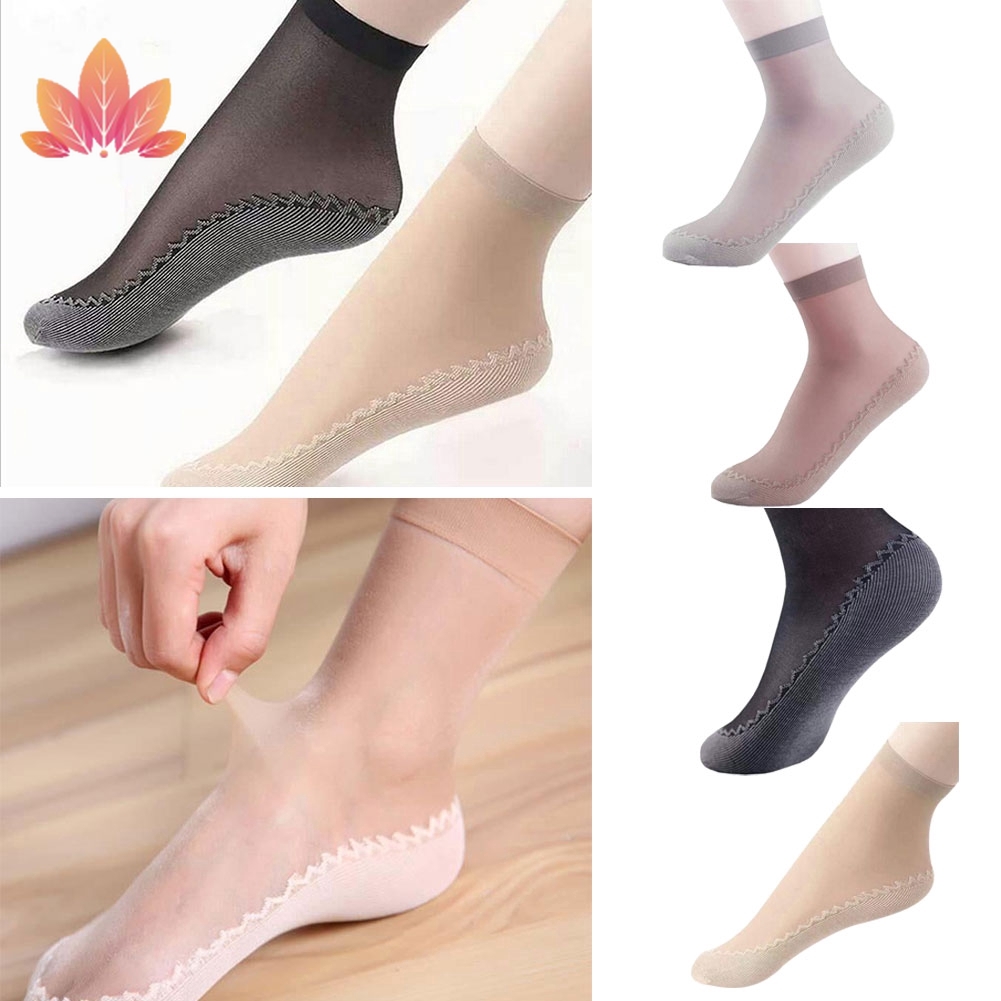 Vớ nữ trong suốt chống trượt nhiều màu sắc đơn giản