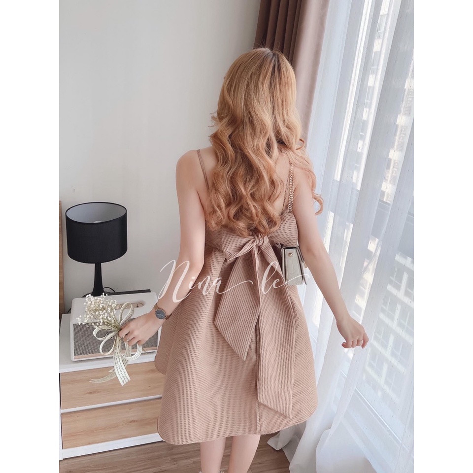 (SALE TẬN GỐC) Daisy Dress_Đầm Hai Dây Thắt Nơ Lưng Full Hai Lớp Kèm Mút Ngực Chất Xốp Hạt Cực Đẹp (Ảnh thật ở cuối)