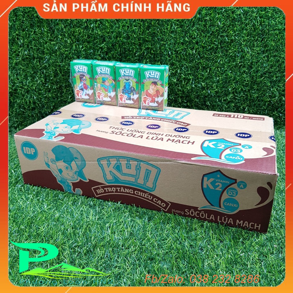 Sữa Kun Cam, Trái cây, Kun Nho, Kem Dâu, Socola 110ml - thùng 48 hộp