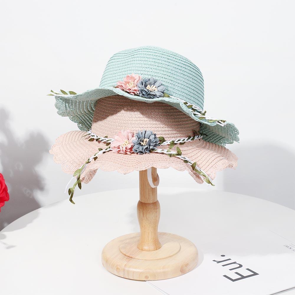 Nón Cối Rộng Vành Phối Hoa Dễ Thương Cho Bé