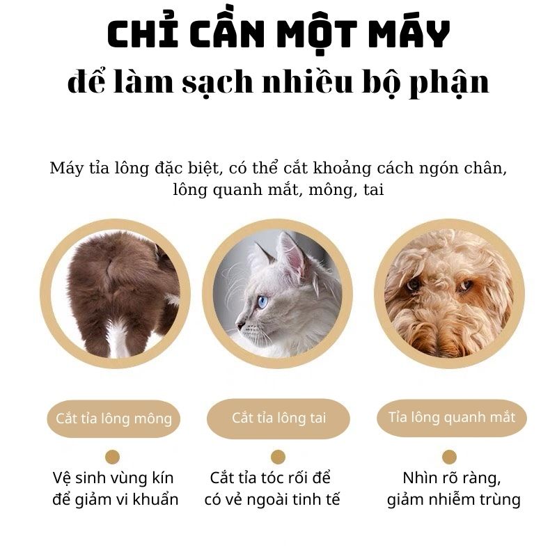 Tông đơ mini cắt, tỉa lông cho thú cưng, lông bàn chân, lông mi mắt, lông tai, làm đẹp cho chó mèo