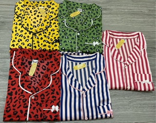 BỘ LỤA KẺ SATIN ÁO CỘC QUẦN DÀI