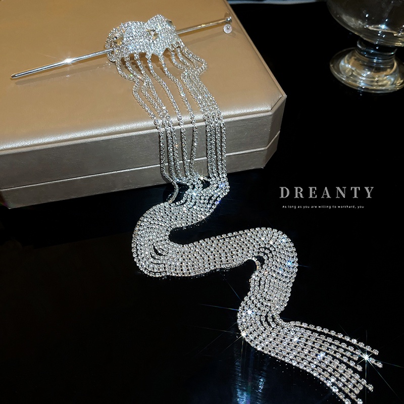 Trâm Cài Tóc Tua Rua Hình Trái Tim Đính Đá Cao Cấp Thời Trang