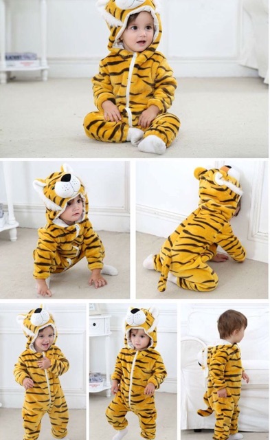 Bộ liền thân hình động vật bằng lông mềm mại xinh xắn cho bé trai và gái