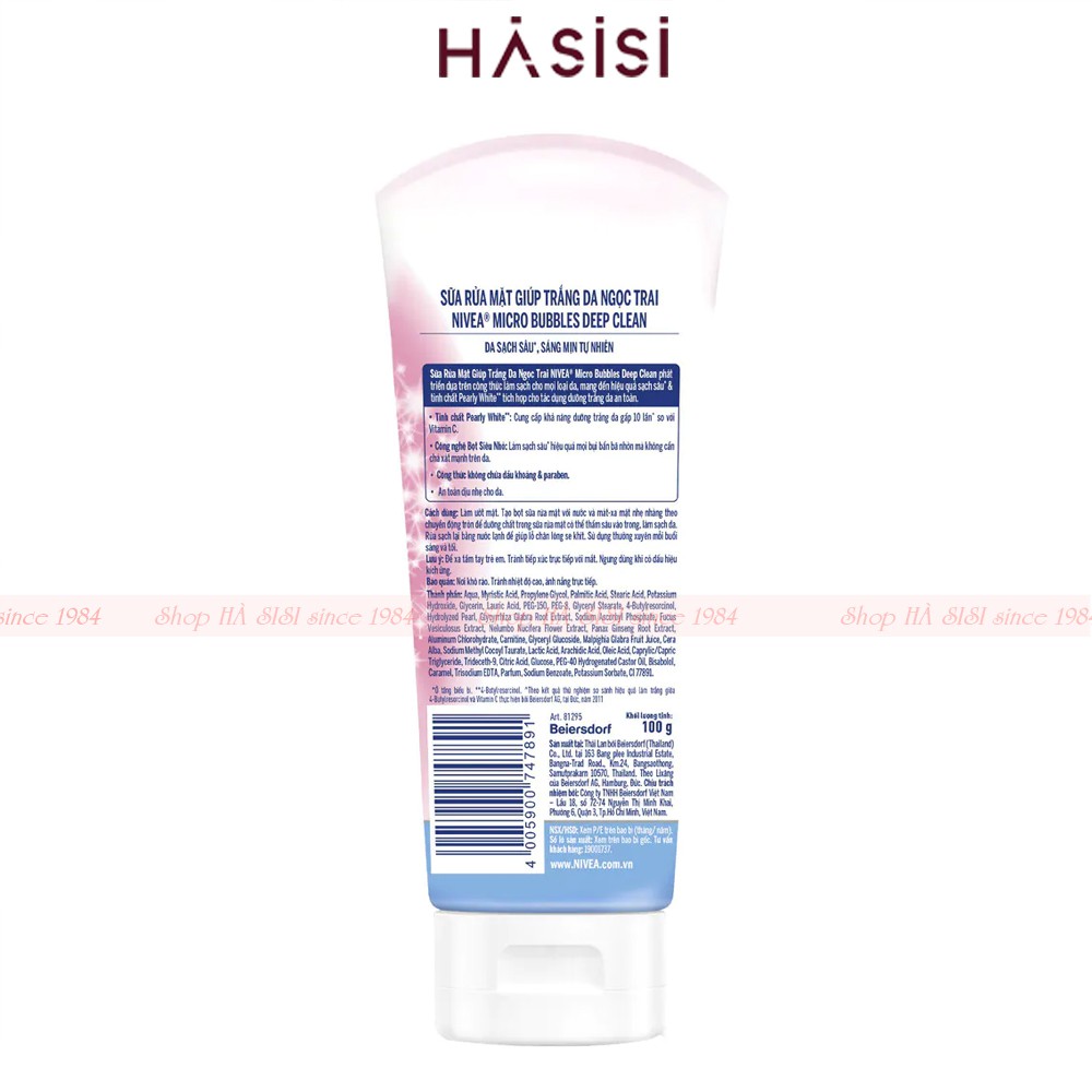 Sữa Rửa Mặt Giúp Trắng Da NIVEA PEARL WHITE MICRO BUBBLES DEEP CLEAN FOAM 100g