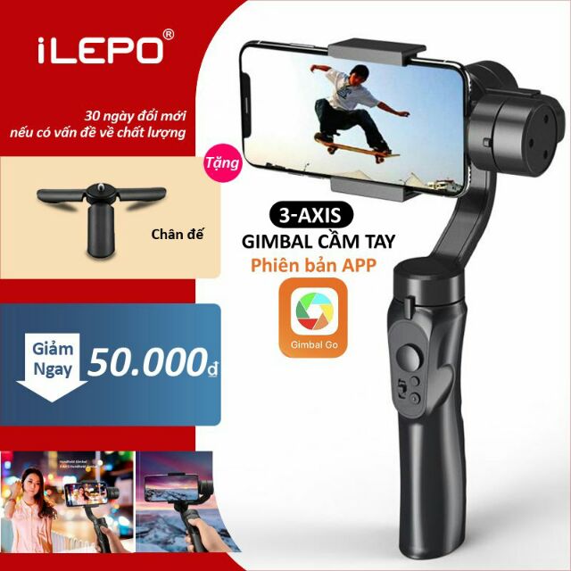 Gimbal chống rung điện thoại cho Android và IOS, 3 trục, xoay 360°, trợ lý chụp ảnh quay phim bảo hành 12 tháng F6