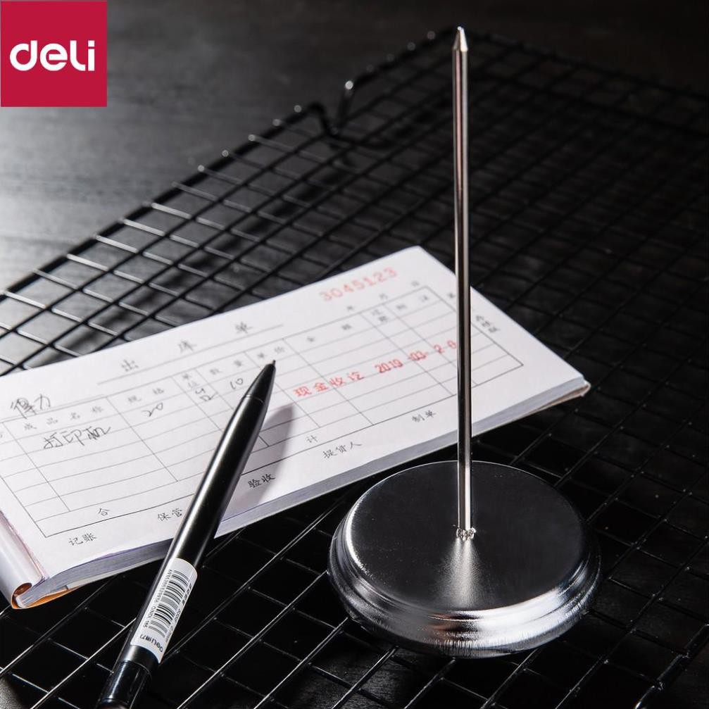Cắm hoá đơn Deli - đế kim loại - hợp kim mạ crôm - màu bạc - 1 cái - W0241 [Deli]