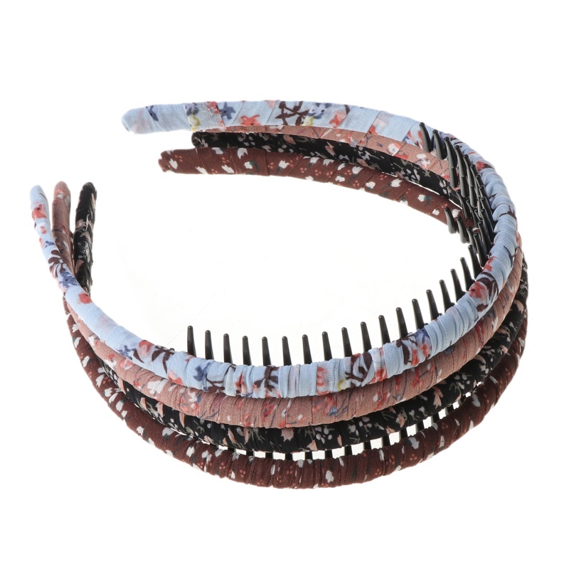 Băng Đô Cài Tóc Bản Rộng Họa Tiết Hoa Màu Trơn DIY