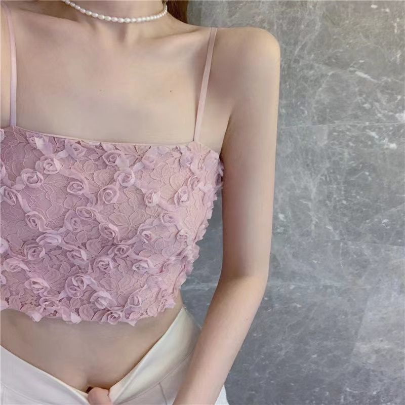 Áo Lót Ống Phối Ren Hoa Có Mút Đệm Ngực Dành Cho Nữ