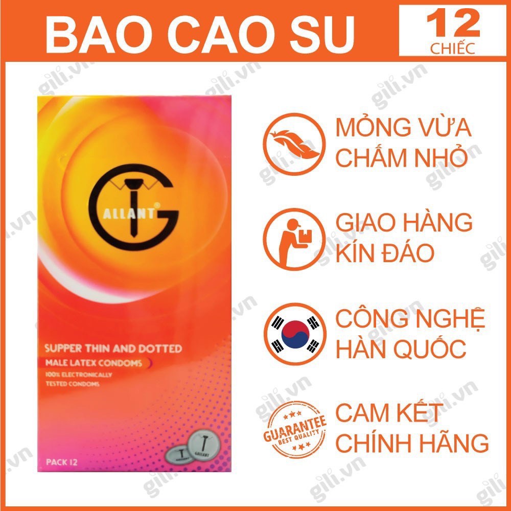 Bao Cao Su Gallant Chống Xuất Sớm Siêu Mỏng Gân Bi Tạo Khoái Cảm