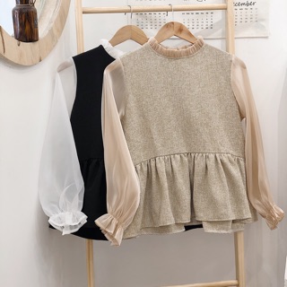 Áo peplum mix voan