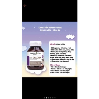 Viên canxi sữa Healthy Care Australia ,Kids milk Calcium 60viên cho bé