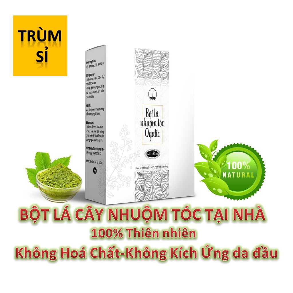 [HCM] Bột Lá Nhuộm Tóc Ogatic_Bột Nhuộm Từ Cây Lá Móng Lá Chàm_Không Gây Kích Ứn ( Giảm 5% Khi Mua Hóa đơn trên 200k )