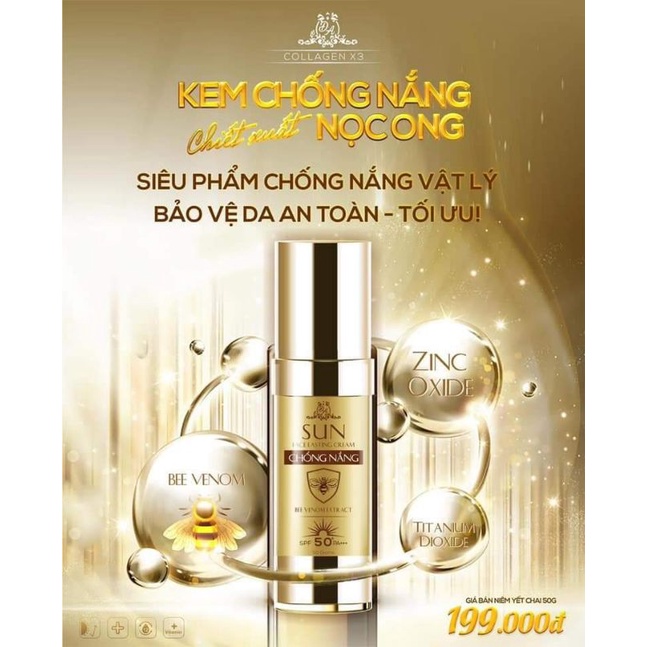 Kem chống nắng nọc ong Collagen X3 Mỹ phẩm Đông Anh