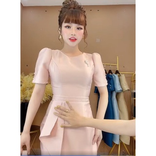 Đầm xẻ tà đính ngọc Monoco