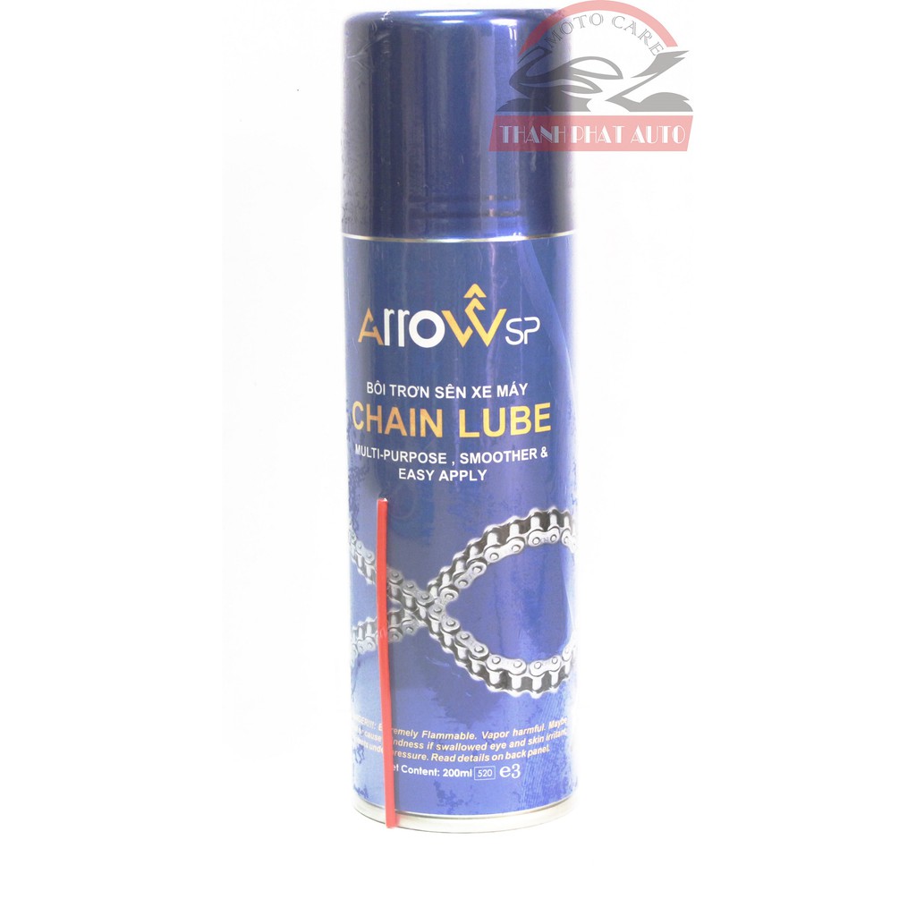 BỘ 3 SẢN PHẨM CHAI XỊT BÔI TRƠN SÊN XE MÁY ARROW CHAIN LUBE 400ML + XỊT SÊN MC-40 400ml TẶNG BÀN CHẢI CHUYÊN NGHIỆP 3D