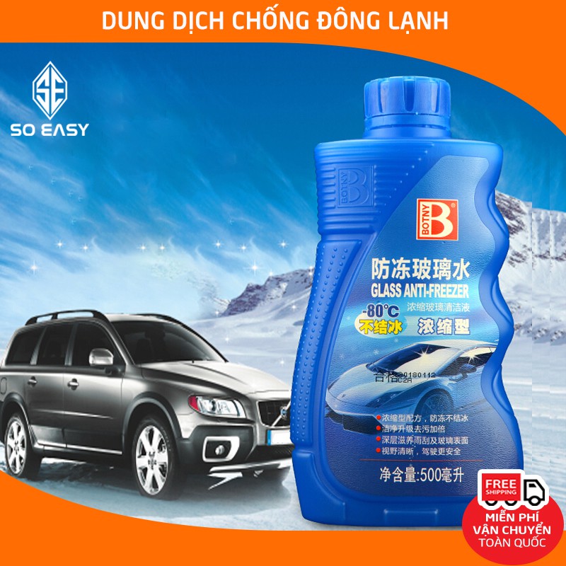 Dung dịch châm két nước xe chống đông kính BOTNY glass anti-freezer 500ml,nước rửa kính bảo vệ không đóng băng -B-2075