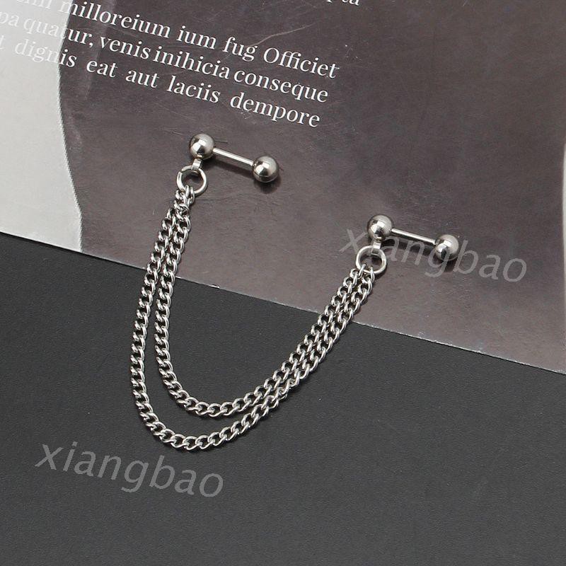 Khuyên sụn tai dây xích đôi phối bóng thời trang cho nam nữ