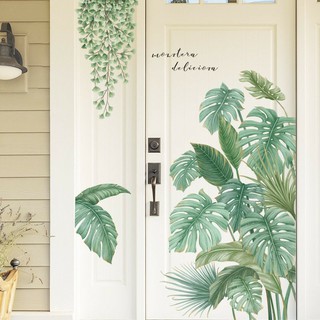 decal dán tường tán lá nhiệt đới