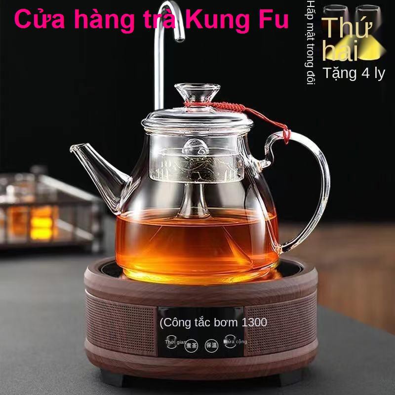 Máy pha trà thủy tinh dày, hấp ấm trà, đen, giữ ấm, đun nước, bếp sứ điện, bộ gia dụng