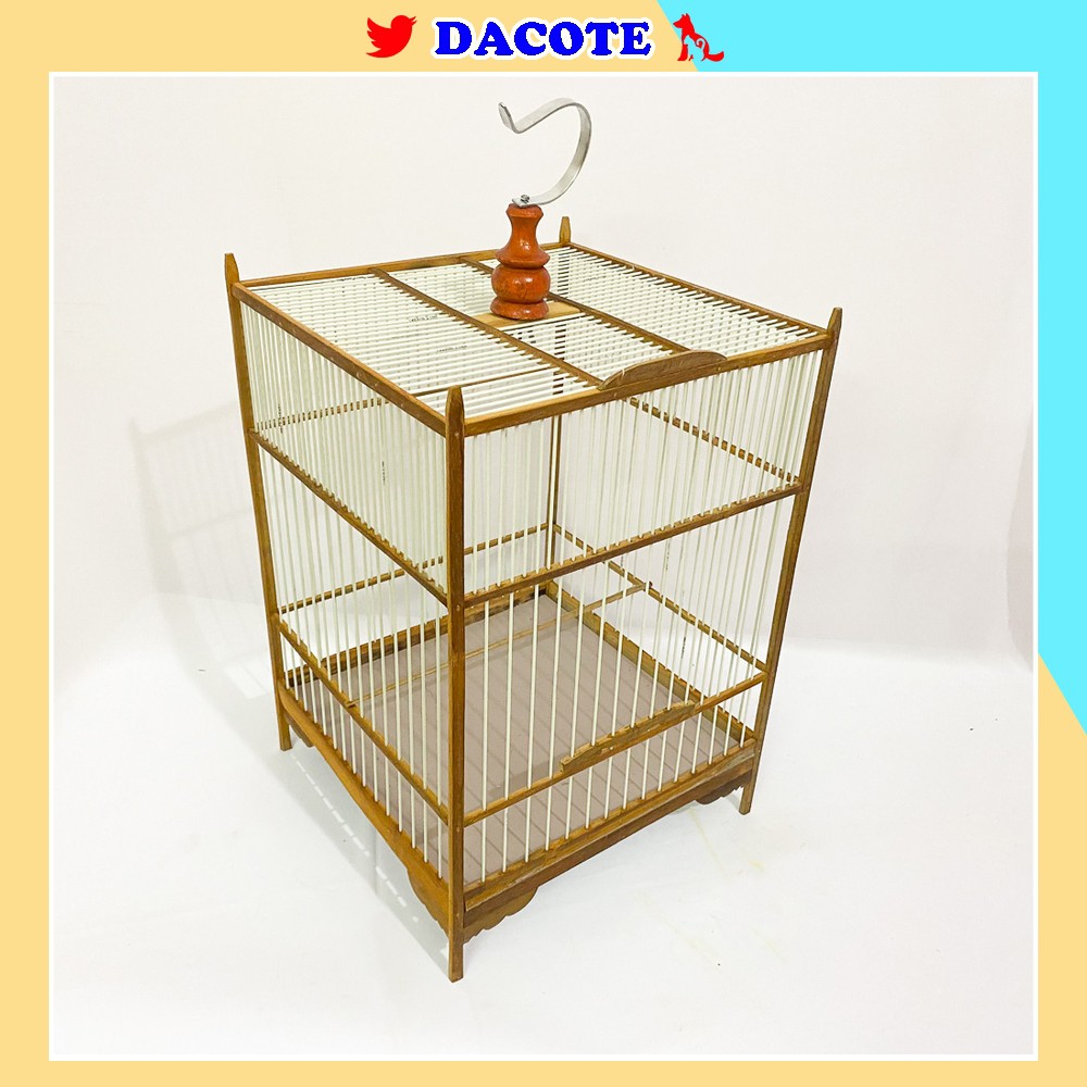 Lồng chim chào mào vuông khung trúc nan cáp quang chắc chắn có móc