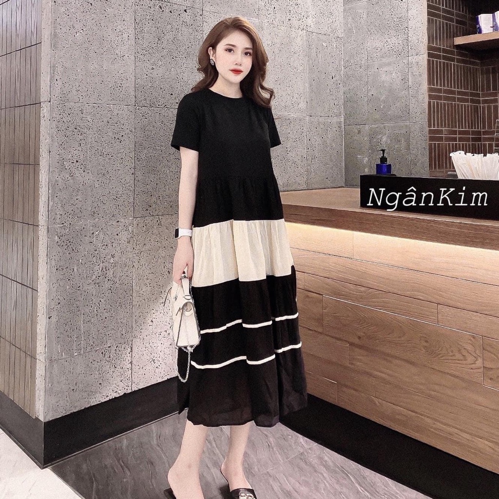 Váy Bầu Xinh Mùa Hè Dáng Xòe Chất Cotton Đầm Bầu Công Sở Thiết Kế Trẻ Trung HD4638 Honey Mommy