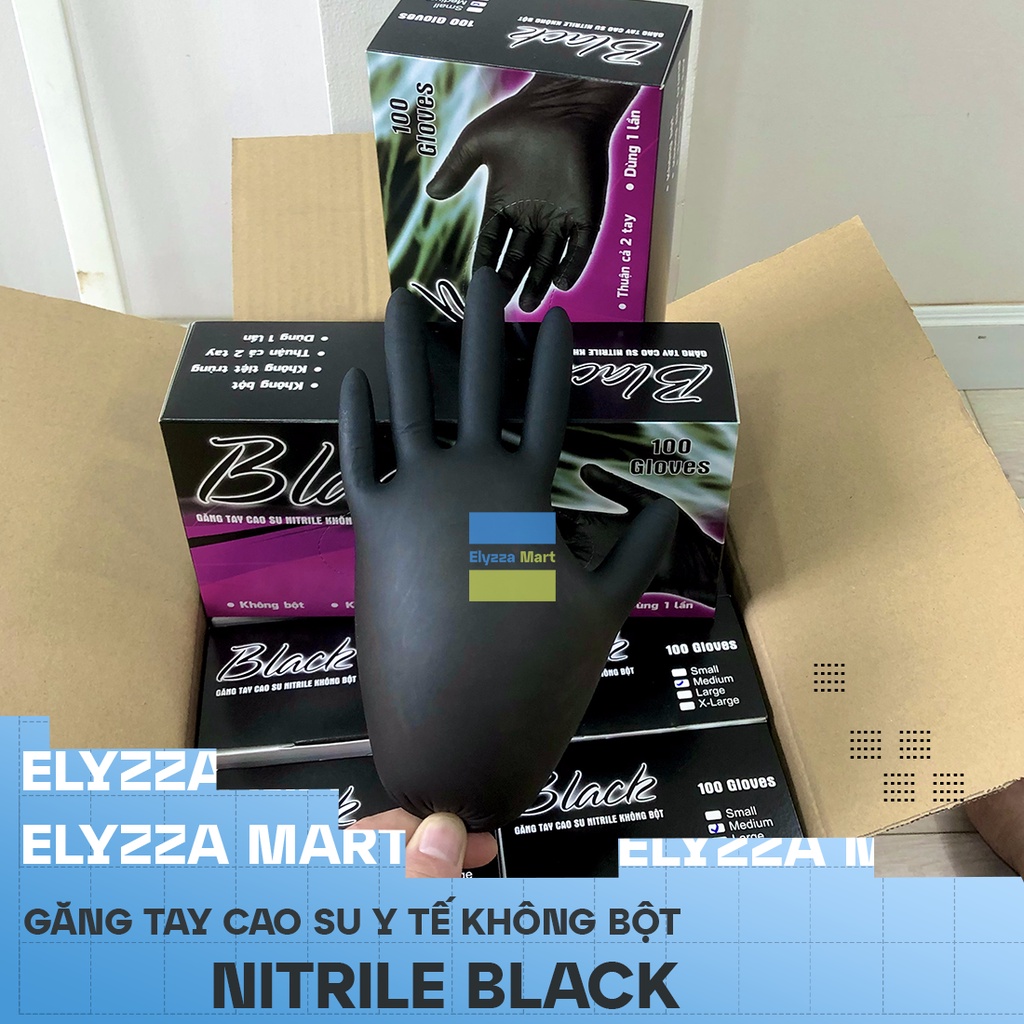 Găng Tay Y Tế Nitrile Màu Đen Không Bột HTC Black