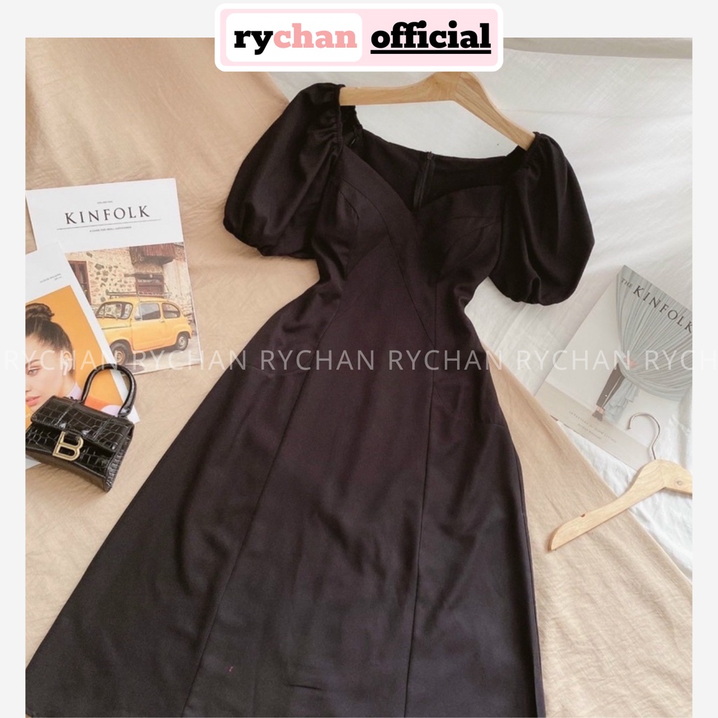 Đầm Nữ Dự Tiệc Dáng Dài Cổ V Tay Ngắn Phồng Tôn Dáng Cực Kì Cuốn Hút Màu Đen[ẢNH THẬT CUỐI] - DX9731